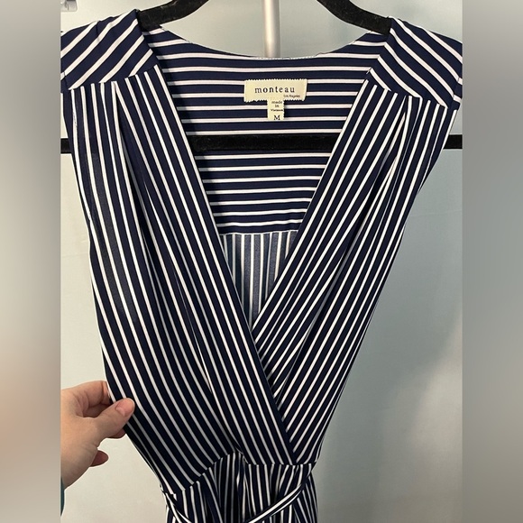 Monteau Navy Blue and white Striped Jumpsuit size M - Picture 7 of 11